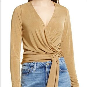 NWT Good American Shimmer Wrap Top
